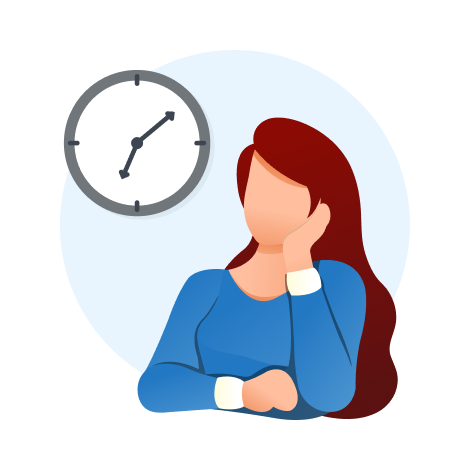 lustración de una mujer mirando el reloj mientras espera.